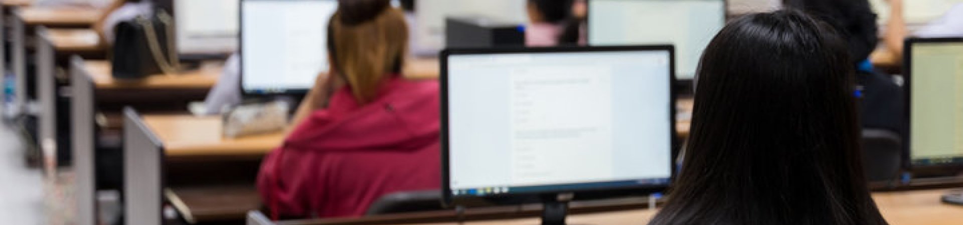 Students taking online assessment test
