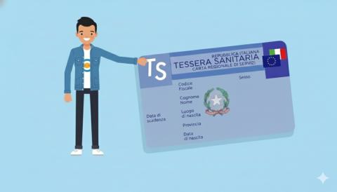 International Student holding Italian Health Card